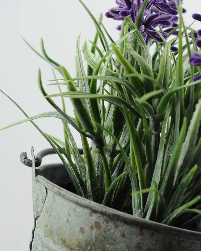 15cm Lavender Silk Flower  in Metal Pot