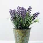 17cm Lavender Silk Flower  in Metal Pot