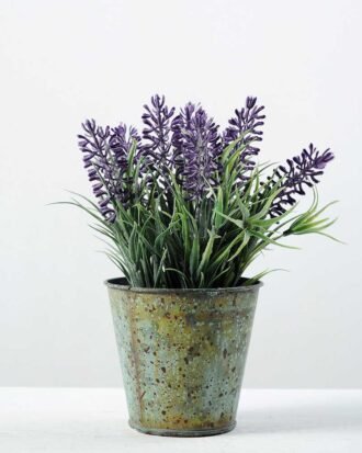 17cm Lavender Silk Flower  in Metal Pot
