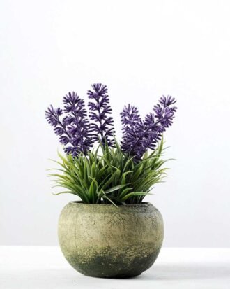 16cm Lavender Silk Flower  in Paper Pulp pot