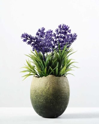 17cm Lavender Silk Flower  in Paper Pulp pot