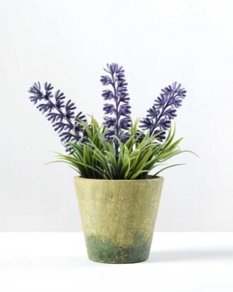 13cm Lavender Silk Flower  in Paper Pulp pot