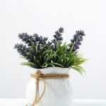 5 Heads Lavender Reality Silk Flower  in Ceramic pot