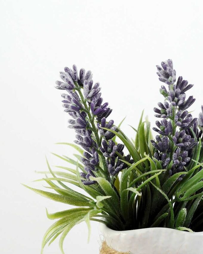 5 Heads Lavender Reality Silk Flower  in Ceramic pot 2 5 Heads Lavender Reality Silk Flower  in Ceramic pot