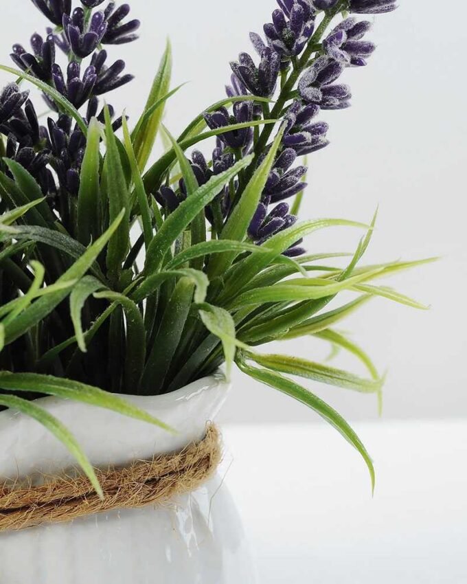 5 Heads Lavender Reality Silk Flower  in Ceramic pot 3 5 Heads Lavender Reality Silk Flower  in Ceramic pot