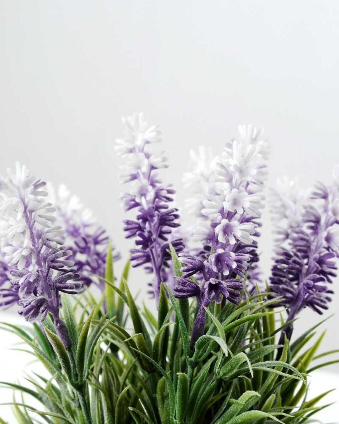 20cm Lavender Silk Flower  in Metal Watering Can 2 20cm Lavender Silk Flower  in Metal Watering Can