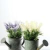20cm Lavender Silk Flower  in Metal Watering Can 5 20cm Lavender Silk Flower  in Metal Watering Can