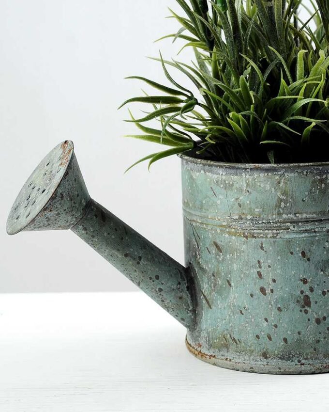 20cm Creative Display Lavender Silk Flower  in Metal Watering Can 4 20cm Creative Display Lavender Silk Flower  in Metal Watering Can