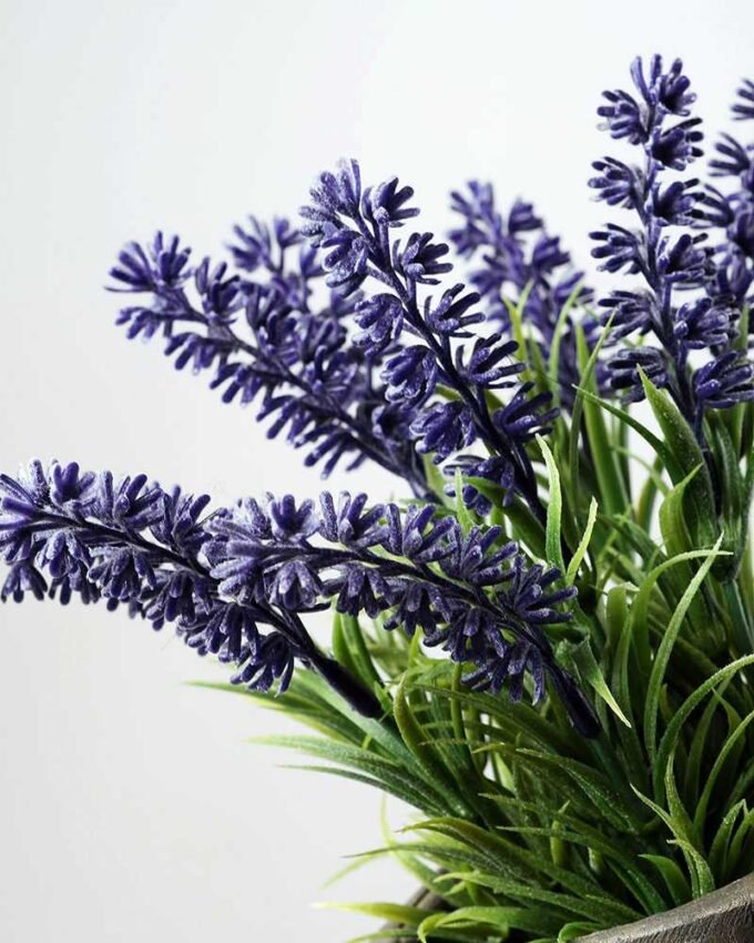 9 Heads Lavender Silk Flower  in Paper Pulp pot