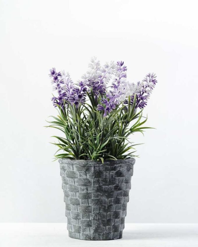 10 Heads Lavender Silk Flower in Paper Pulp pot 1 10 Heads Lavender Silk Flower in Paper Pulp pot