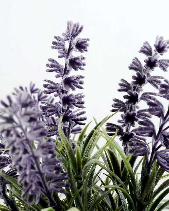 6 Heads Lavender Silk Flower  in Paper Pulp pot 2 6 Heads Lavender Silk Flower  in Paper Pulp pot