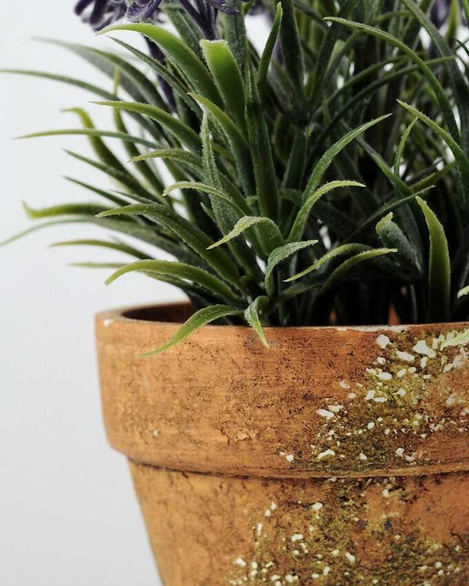 6 Heads Lavender Silk Flower  in Paper Pulp pot 3 6 Heads Lavender Silk Flower  in Paper Pulp pot