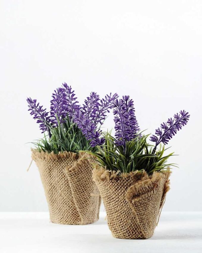 16cm Lavender Silk Flower  in Burlap wrap 5 16cm Lavender Silk Flower  in Burlap wrap