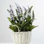 15 Heads Lavender Silk Flower  in Basket