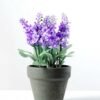 18cm Lavender Silk Flower  in Paper Pulp pot in Metal Frame