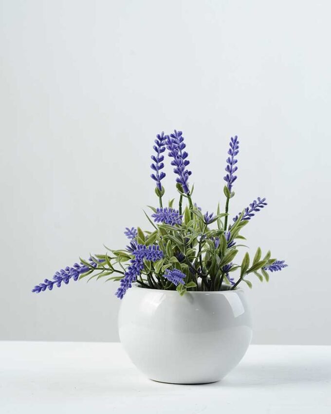 18cm Lavender Silk Flower  in Ceramic pot 1 18cm Lavender Silk Flower  in Ceramic pot