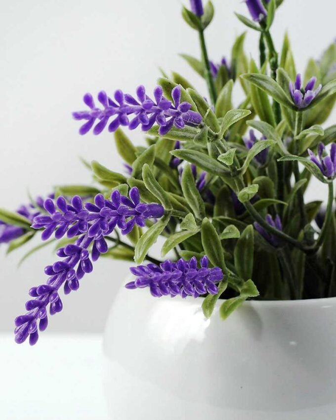 18cm Lavender Silk Flower  in Ceramic pot 3 18cm Lavender Silk Flower  in Ceramic pot