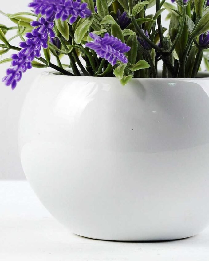18cm Lavender Silk Flower  in Ceramic pot 4 18cm Lavender Silk Flower  in Ceramic pot