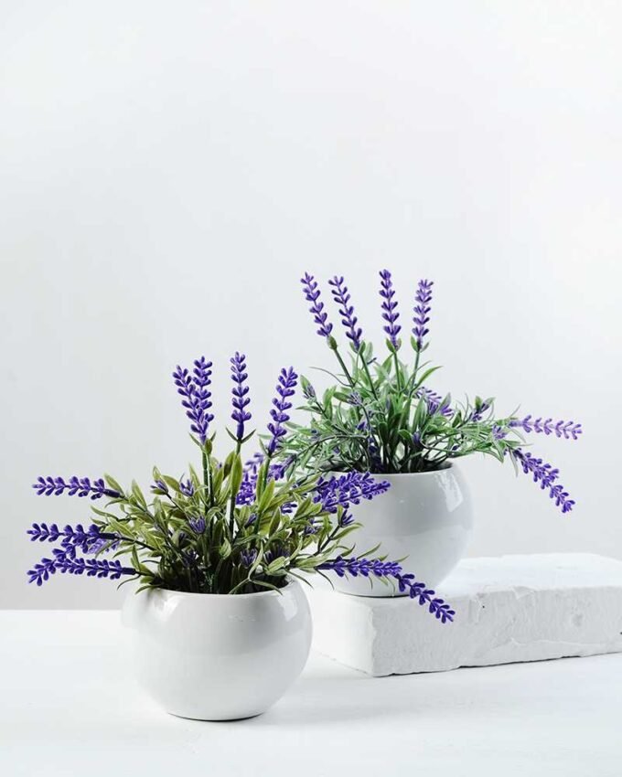 18cm Lavender Silk Flower  in Ceramic pot 5 18cm Lavender Silk Flower  in Ceramic pot