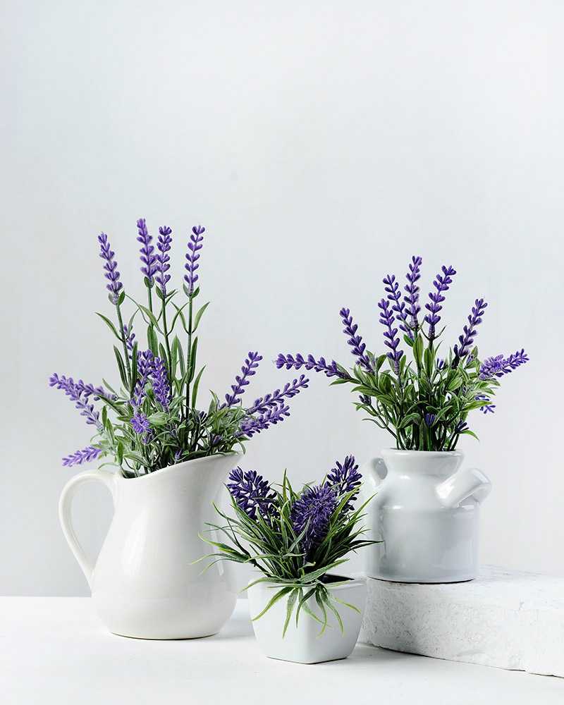 25cm Lavender Silk Flower in Ceramic Jug  Artificial Flowers FactoryManufacturersDesignChina 