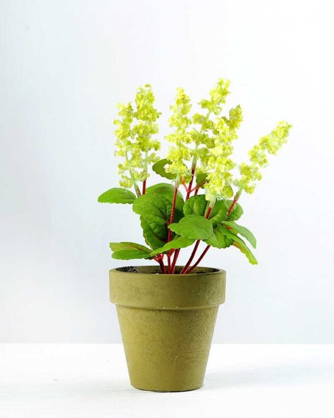 7 Heads Reality Lavender Silk Flower  in Paper Pulp pot