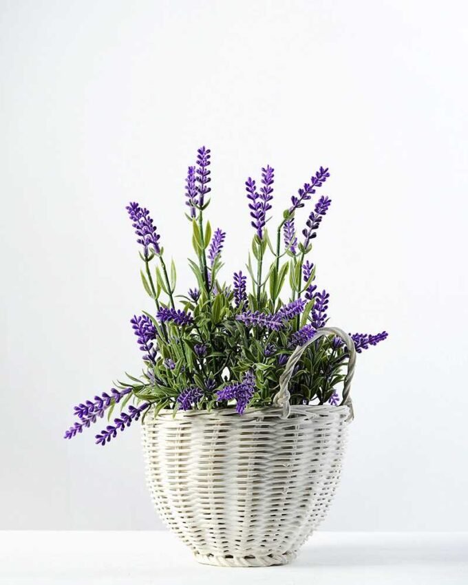 30cm Lavender Silk Flower  in Basket 1 30cm Lavender Silk Flower  in Basket