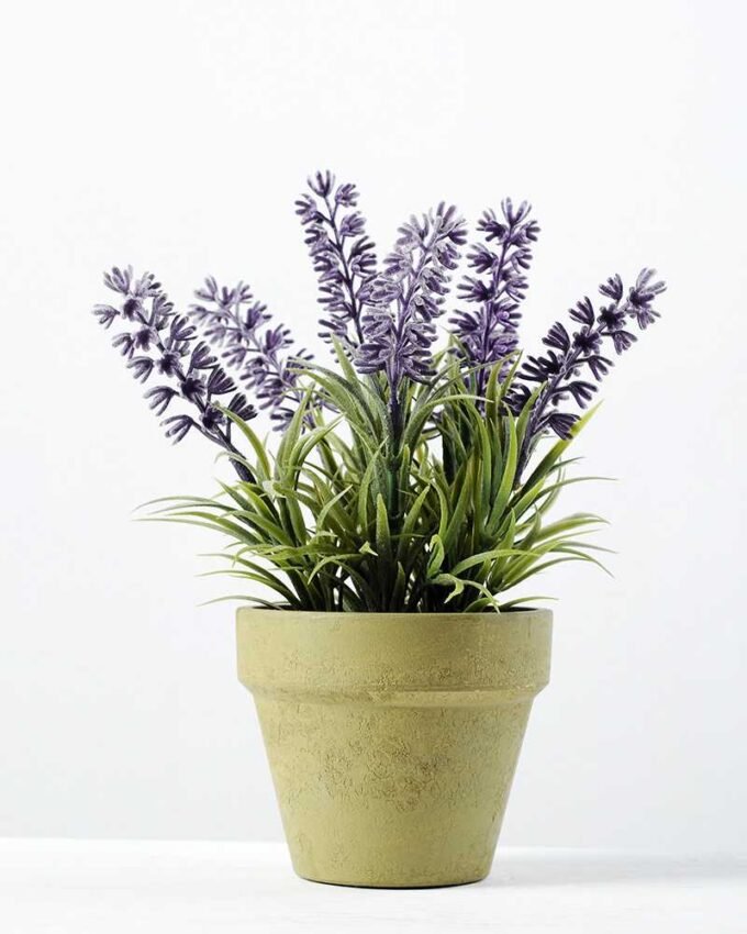 20cm Lavender Silk Flower  in Paper Pulp pot