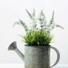 20cm White Lavender Silk Flower  in Metal Watering Can 1 20cm White Lavender Silk Flower  in Metal Watering Can