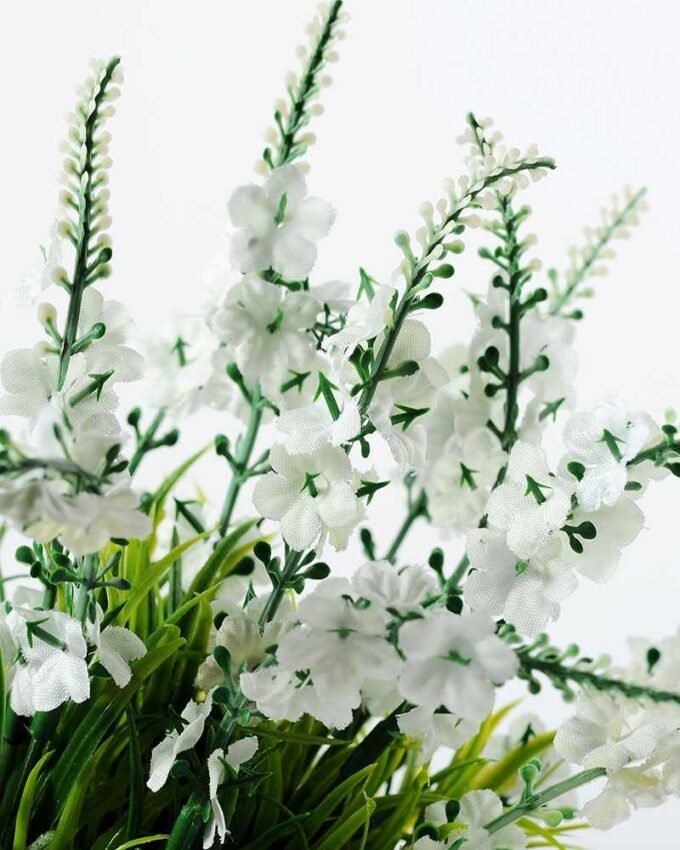 20cm White Lavender Silk Flower  in Metal Watering Can 2 20cm White Lavender Silk Flower  in Metal Watering Can