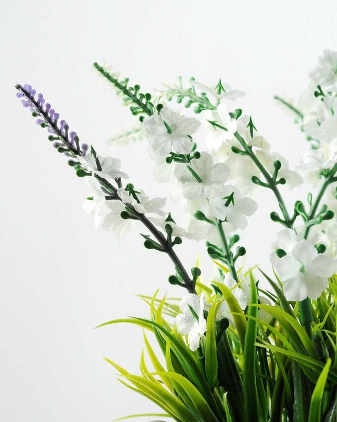 22cm Lavender Silk Flower in Metal Pot 2 22cm Lavender Silk Flower in Metal Pot