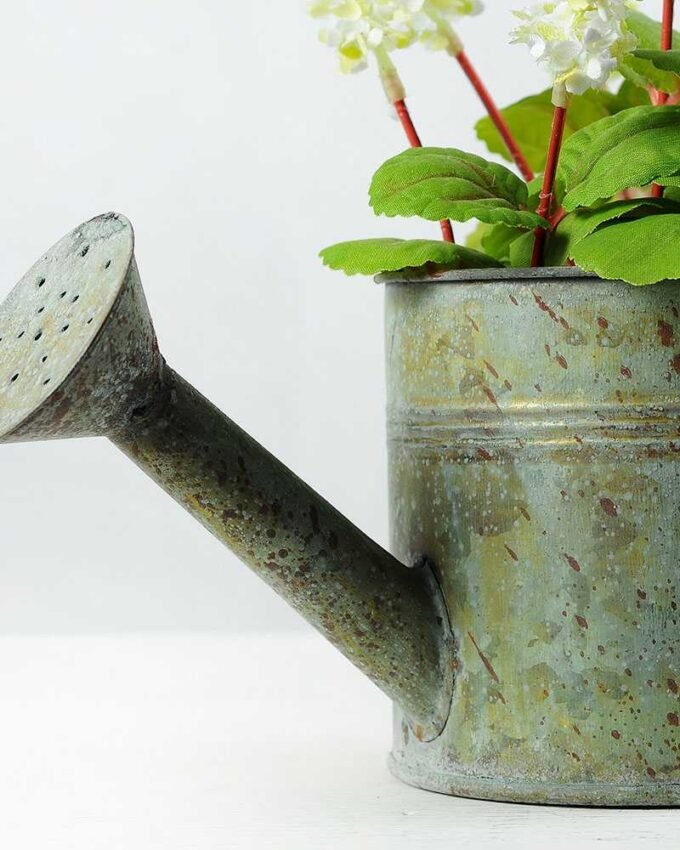 20cm Dentata Lavender Silk Flower  in Metal Watering Can 3 20cm Dentata Lavender Silk Flower  in Metal Watering Can