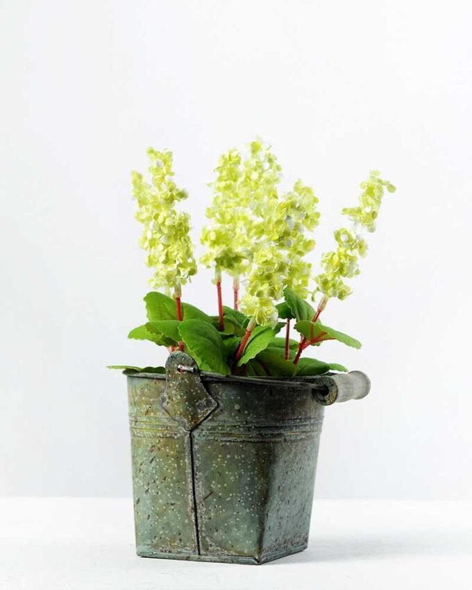 19cm Lavender Silk Flower  in Metal Pot
