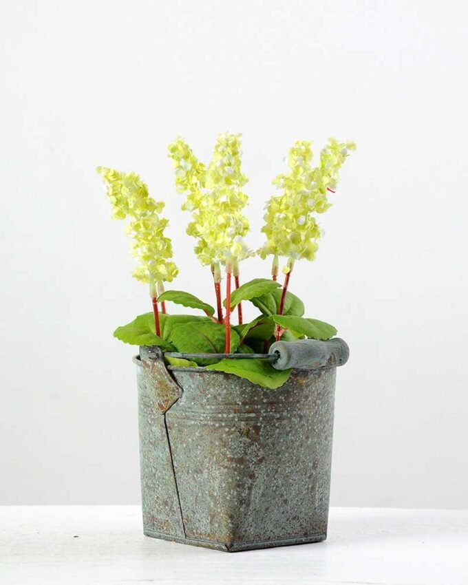 19cm Lavender Silk Flower  in Metal Pot