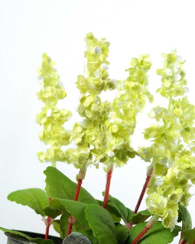 19cm Lavender Silk Flower  in Metal Pot