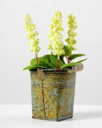 5 Heads Lavender Silk Flower  in Metal Pot