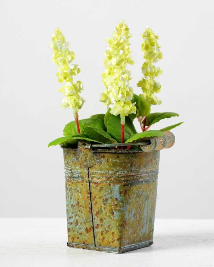 5 Heads Lavender Silk Flower  in Metal Pot