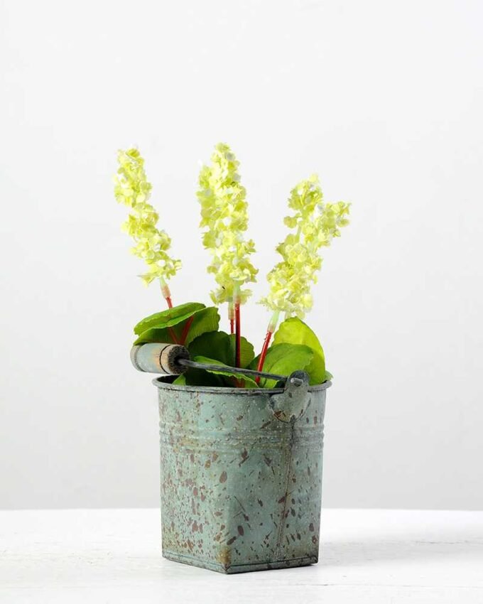 5 Heads Lavender Silk Flower  in Metal Pot