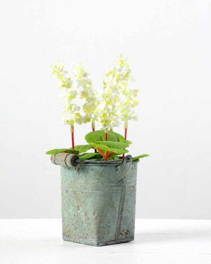 5 Heads Lavender Silk Flower  in Metal Pot