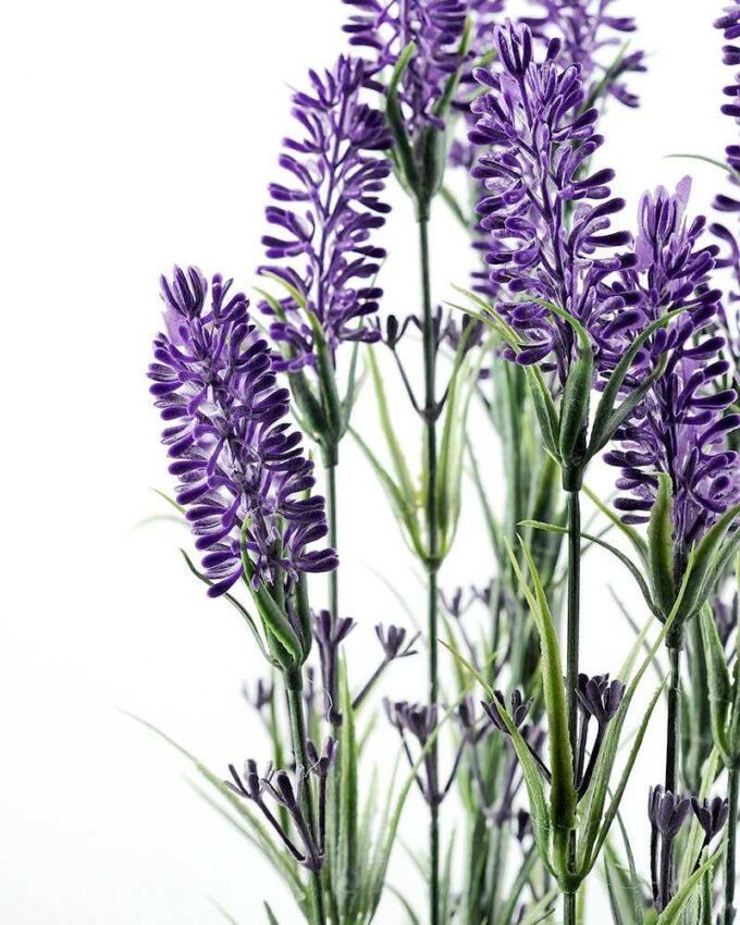 48cm Lavender Silk Flower  in Wooden Planter 2 48cm Lavender Silk Flower  in Wooden Planter