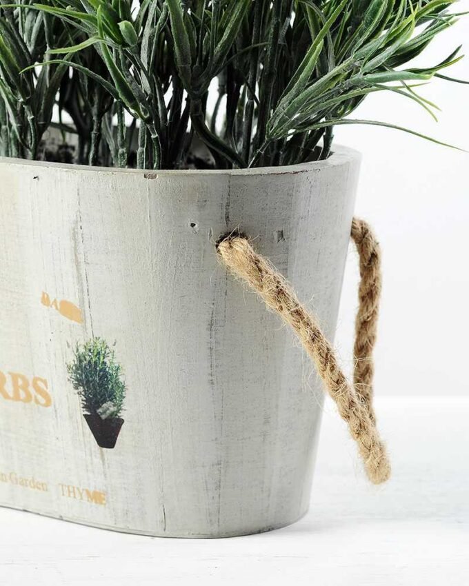 48cm Lavender Silk Flower  in Wooden Planter 5 48cm Lavender Silk Flower  in Wooden Planter