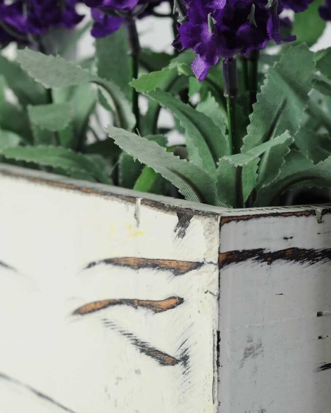 24cm Lavender Silk Flower  in Wood planter 3 24cm Lavender Silk Flower  in Wood planter