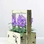 20cm Lavender Silk Flower  in Wood Planter