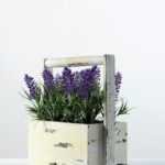 24cm Lavender Silk Flower  in Wooden Planter