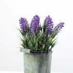 9cm Lavender Silk Flower  in Metal Pot