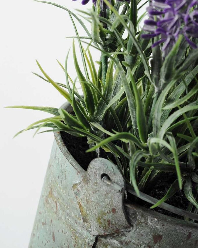 9cm Lavender Silk Flower  in Metal Pot 3 9cm Lavender Silk Flower  in Metal Pot