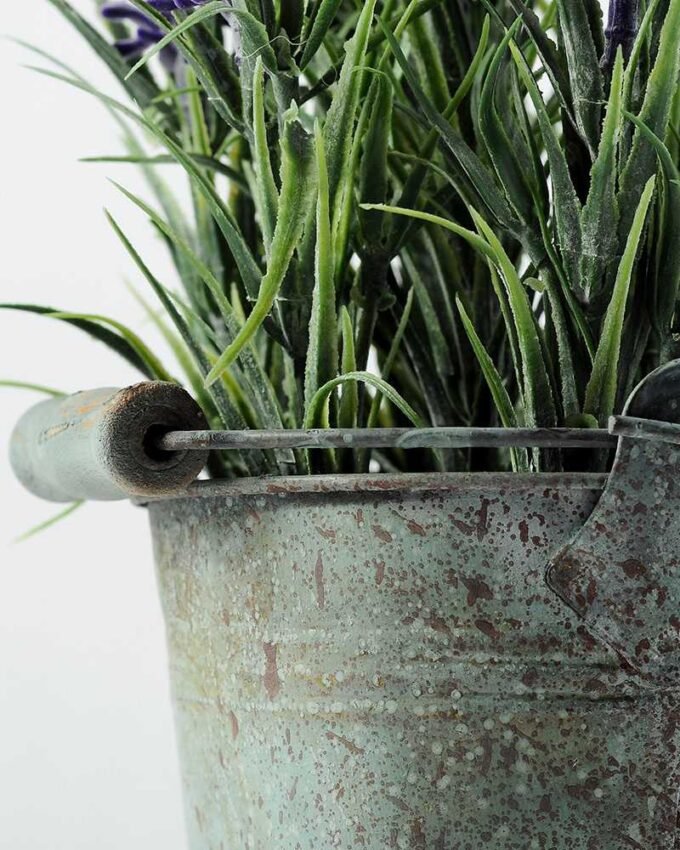 9cm Lavender Silk Flower  in Metal Pot 4 9cm Lavender Silk Flower  in Metal Pot