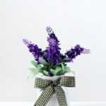 5 Heads Lavender Silk Flower  in Ceramic pot