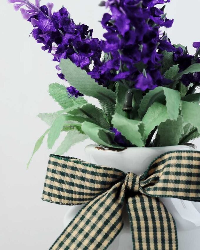 5 Heads Lavender Silk Flower  in Ceramic pot 3 5 Heads Lavender Silk Flower  in Ceramic pot