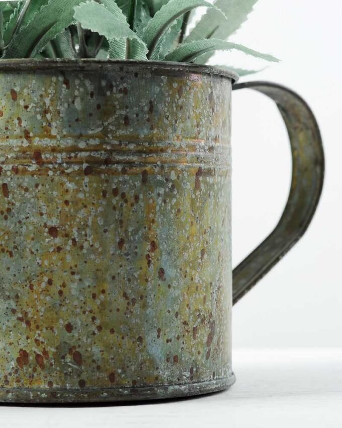 20cm Pterostoechas Lavender Silk Flower  in Metal Watering Can 5 20cm Pterostoechas Lavender Silk Flower  in Metal Watering Can