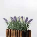 21cm Lavender Silk Flower  in Wooden Planter